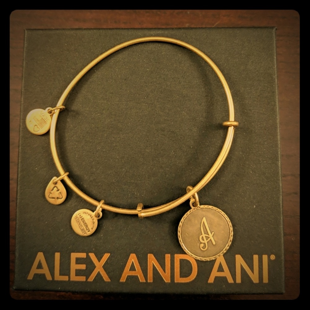 Alex and Ani Gold Tone Initial A Bracelet